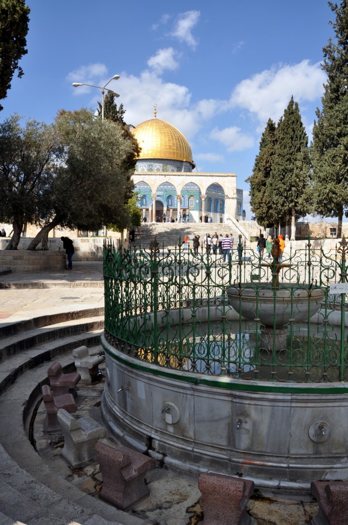 Muslim foot washing station outside the Dome of the Rock.