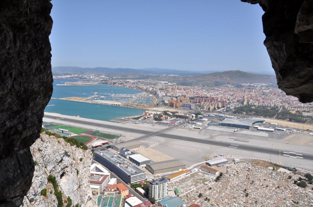 View of Gibraltar from inside the siege tunnels. Any flat land on Gibraltar is actually reclaimed land.