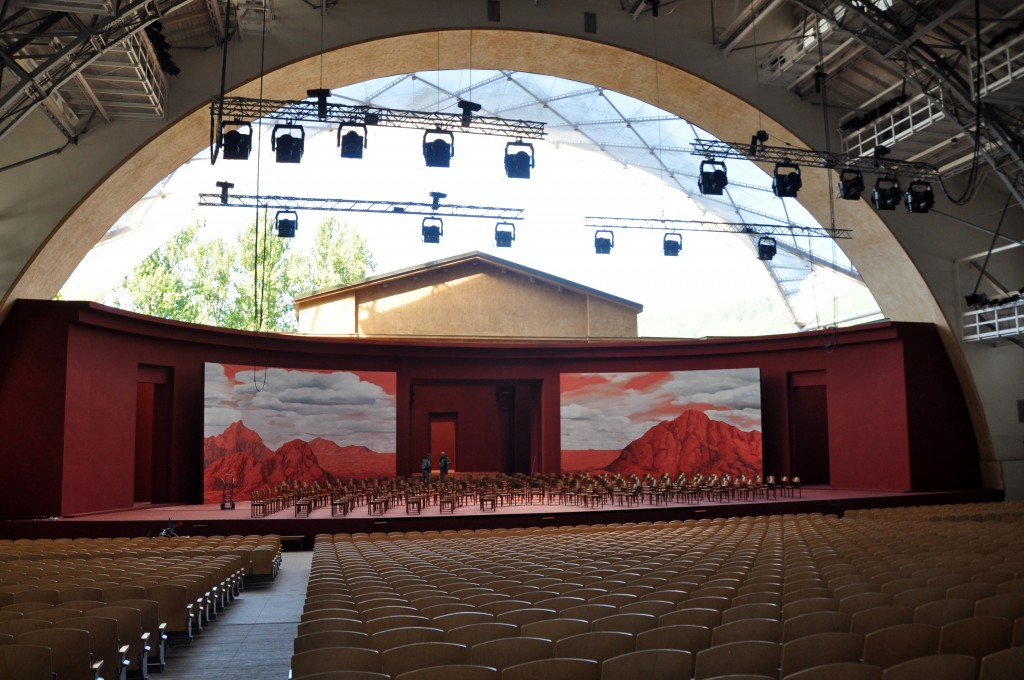 Spielhaus currently set for a performance of ‘Moses’