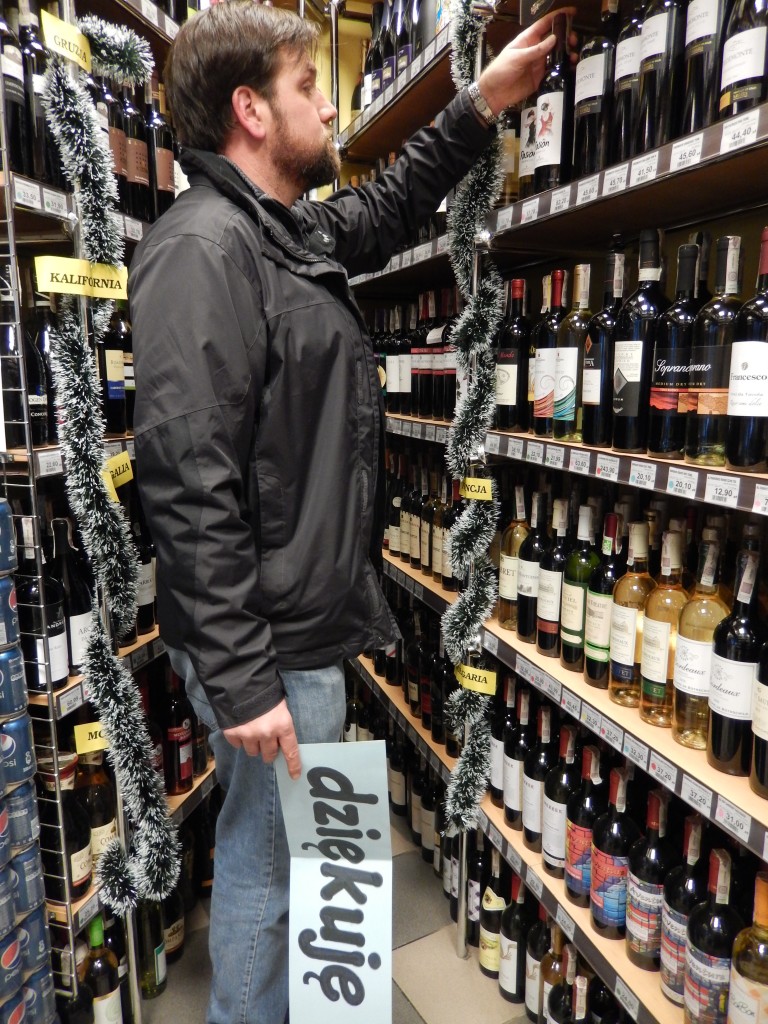 Joe selecting our midnight libations. 